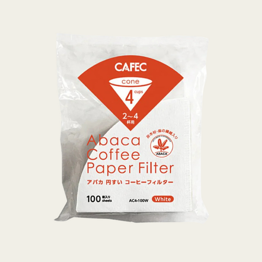 CAFEC ABACA CONE-SHAPED PAPER FILTER (CUP 4) - White