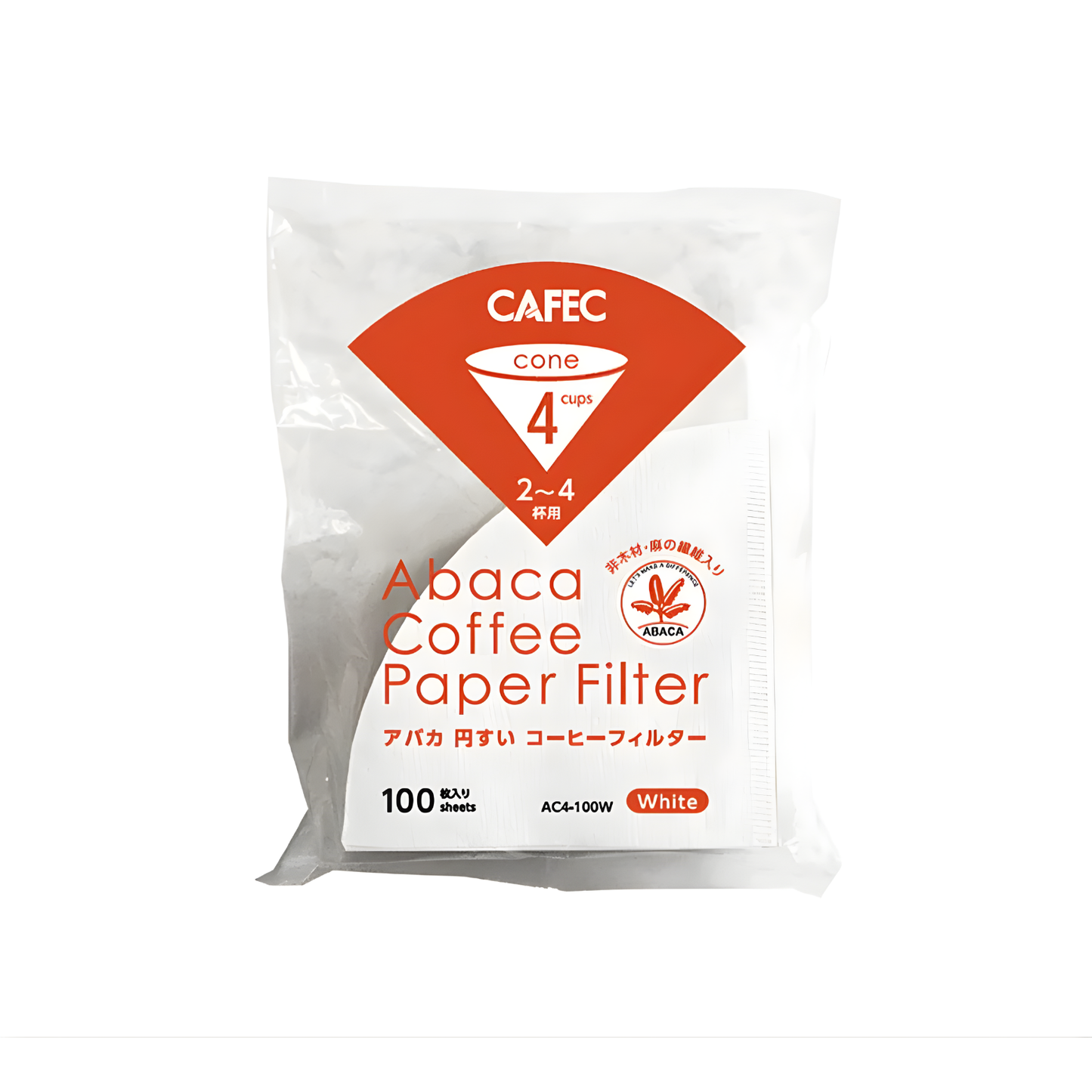CAFEC ABACA CONE-SHAPED PAPER FILTER (CUP 4) - White